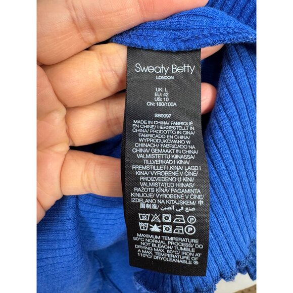 Sweaty Betty ribbed midi dress blue maxi athleisure 90s‎ lounge sz 10 - Picture 9 of 10